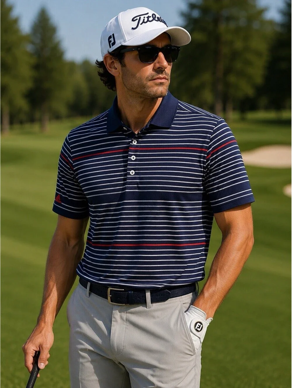 Climacool Adidas Navy Stripe Golf Polo  Size XL